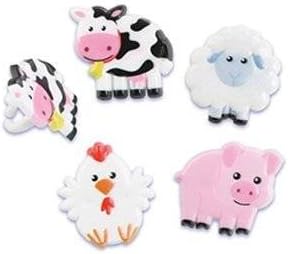Farm Animal Pig Cow Sheep Rooster (24) Cake Cupcake Decoration Ring Favors
