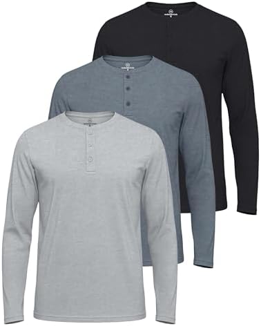 Real Essentials 3 Pack: Men's Cotton Long Sleeve Crew Neck T-Shirt