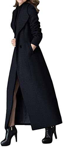 Women's New V-Neck Cashmere Coat Long Trench Coat Woolen Coat