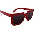 FancyPants FunTime 8-Bit Pixel Retro Computer Sun Glasses Nerd Sunglasses 8 Bit (Red)