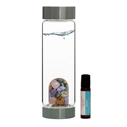 VitaJuwel Gemstone Water Bottle FIVE ELEMENTS w/Free Balance Essential Oil Blend