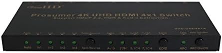 ViewHD Prosumer 4K UHD 18Gbps HDMI 4x1 Switch Support HDMI v2.0 | HDCP 2.2 | HDR | ARC | Audio Extraction: Optical Audio Output | RS232 | Model: VHD-UHD4X1A