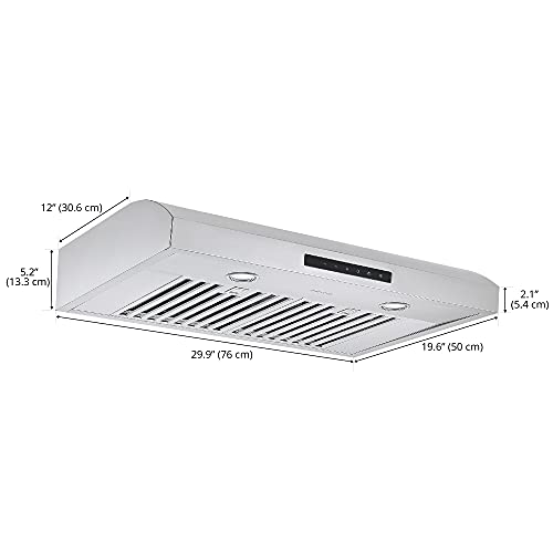 Ancona AN1275 Slim 30" 350 CFM Ducted Under Range Hood with