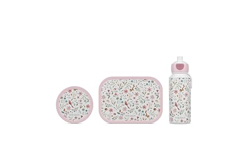 Mepal Lunch Set Campus, for Children with Pop-up Drink Bottle, Lunch Box and Fruitbox, for School or On The Go, Dishwasher Safe, 400, 750 and 300 ml, Fairy Wonders