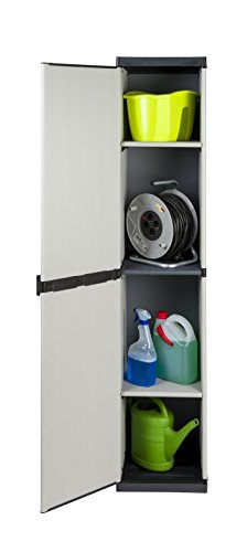 Kreher Hoher Nischenschrank mit spritzwassergeschützter Deckel- & Bodenplatte sowie 3 Einlegeböden (2 Davon verstellbar) - extra stabil, Leichter Aufbau, optimal für Haushalt oder Garten