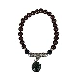 Bracelet Brown Leklai with Green Lai Pendant Lucky