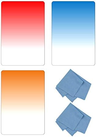 SIOTI Square Filter Kit 4X6'' (100X150mm) with Gradient Red & Grandient Blue & Grandient Orange for Cokin Z Lee Hitech Sioti Holder (G.Color A)