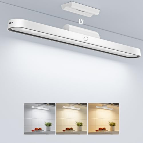TOPPLEE Magnetic LED Light 2500mAh USB Rechargeable Cabinet Light Dimmable Night Light with Touch Control Suitable for Cabinet, Kitchen, Desk, Reading, Makeup