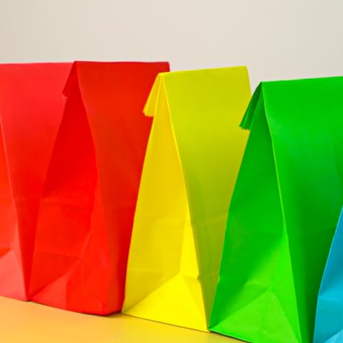 JOHOUSE 24PCS Party Favor Paper Bags, 8 Colors Gift Bags with Stickers Treat Bag Goody Bags for Wedding Birthday Baby Shower
