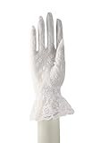 Lace Gloves with Wrist Ruffle - White, Peach, Black, Red, Ivory