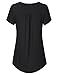 Vinmatto Women's Short Sleeve V Neck Flowy Tunic Top(M,Solid Black)