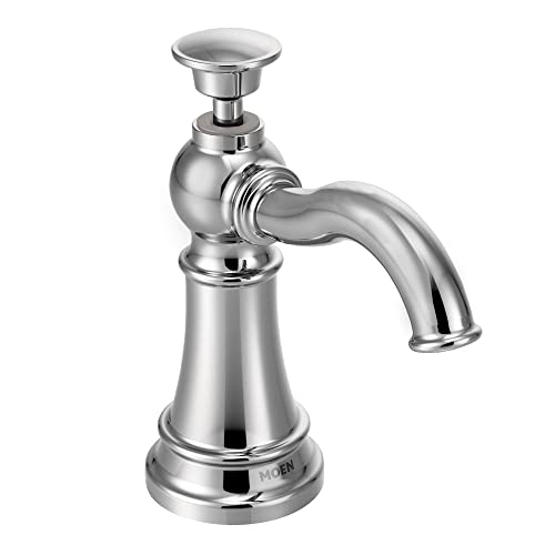 Moen Dispenser di sapone da cucina con bottiglia ricaricabile sopra il lavandino, cromato, 1.12