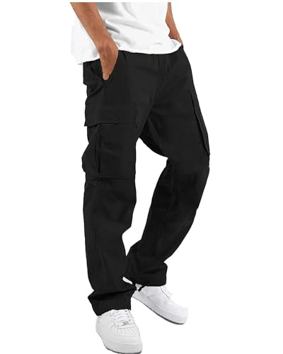 31qHrt8J7yL Nemxce Cargohose Herren Chino Hose Aus Leichter Baumwolle Mit 6 Taschen Jogginghose Elastischer Taille Mit Kordelzug Freizeithose Für Männer