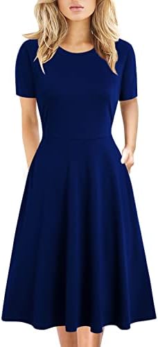 HELYO Women's Elegant Vintage Cotton Casual Floral Print Work Party A-Line  Swing Dress with Pockets 162, Women's Dresses, Royal Blue, Medium price in  Saudi Arabia | Amazon Saudi Arabia | kanbkam