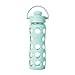 Lifefactory 16-Ounce BPA-Free Glass Water Bottle with Flip Cap and Protective Silicone Sleeve, Turquoise,