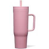 Corkcicle Cruiser Insulated Tumbler with Handle & Straw - Triple-Insulated - Leakproof Travel Mug - BPA-Free - Summer Drinkware Gift - Keeps Drinks Ice Cold - 40 oz - Desert Rose