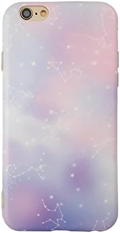 StylishHippos Constellations iPhone 7 Plus Case [5.5 inches] Pink and Purple Watercolor, White Stars, Matte Texture, Soft TPU, Bumper iPhone 7 Plus Case