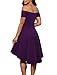 Sidefeel Women Off Shoulder Sleeve High Low Skater Dress XX-Large Purple