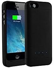 iPhone5/5S/5C Apple MFi Certified Ultra Slim Battery Case, 2200mAh 130% Rechargeable Portable Charger for iPhone 5/5S/5C(4 Inches) Charger Backup juice pack.(Dark Black)