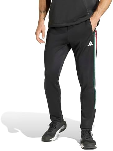 Homme Workout Essentials all-Set 3-Stripes Knit Pant, Black/Team Dark Green/White/Better Scarlet, M