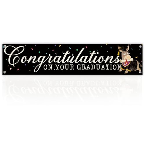 Graduation Banner Party Decorations, Congratulations on Your Graduation Hanging Decor for Home Classroom Party, Funny Donkey Celebration Sign for School Achievement Event, 48 x 9 Inches at Amazon