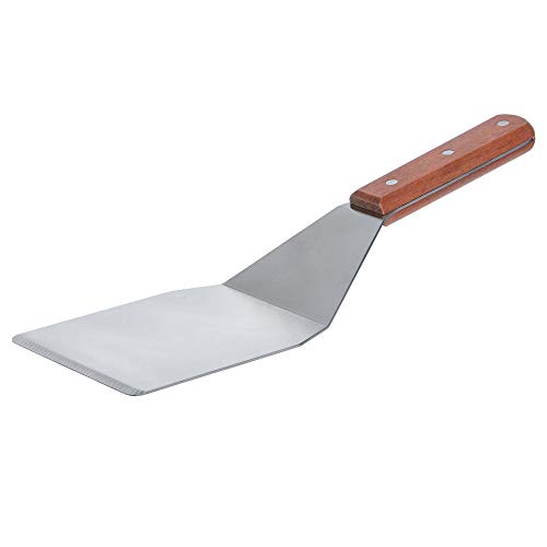 5 X 4-Inch Blade Hamburger Turner With Wooden Handle, Stainless Steel Wide Blade Solid Turner Spatula, Griddle Grill Turner/Burger Spatula By Tezzorio