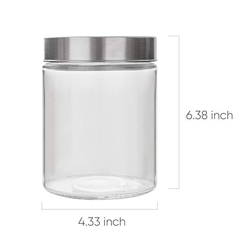 Glass Storage Jars with Stainless Steel Lids For The Kitchen,Set of 6