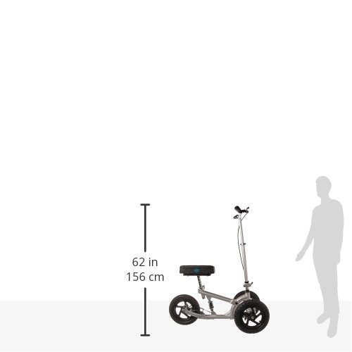 KneeRover PRO All Terrain Knee Scooter with Shock Absorber for Adults for Foot Surgery Heavy Duty Knee Walker for Broken Ankle Foot Injuries - Leg Scooter Best Knee Crutch Alternative (Silver)