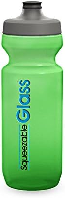 Squeezable Glass Signature Translucent Green Water Bottle, 22 oz/600 mL