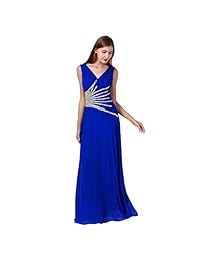 Elegante Mujer Noche Formal Sin Mangas de la Boda V-Cuello de Cóctel Maxi Vestidos Largos