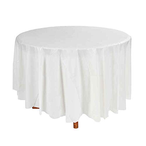 Plastic Tablecloth 12 Pack Premium Disposable White Tablecloths 84" Round Party