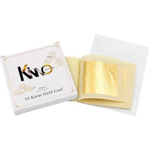 Edible Gold Leaf Sheets,10 Pieces 1.7 Inches 24K Gold Foil Sheets for Cooking,Cake,Art and Furniture Decoration