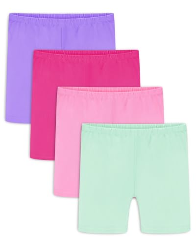 Auranso Girls Bike Shorts Cartwheel Cotton Biker Dance Under Dress Shorts Kids Clothes 4 Pack Purple-Rose Red-Pink-Green 7-8 Years at Amazon