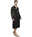 FAYBOX Men Satin Robe Long Bathrobe Lightweight Sleepwear Black L