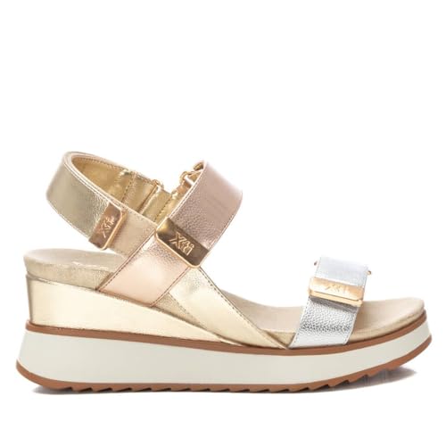 - Sandalia Mujer Oro - Calzado Cómodo y Versátil - Moda casual - Modelo 14388201 (Talla 39)