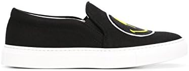 Joshua Sanders Women's 10017Rainbowsmileblack Black Leather Slip On Sneakers