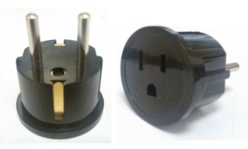 CKITZE BA-4 Grounded European German Schuko Power Plug Adapter Adaptor - American USA to German, France, Russia & more - Excellent Quality - 2 Pack