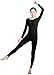 Ensnovo Womens Spandex Bodysuit Long Sleeve Scoop Neckline Footless Unitard Black,M