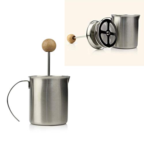 Elektrischer Schneebesen, manuell betriebener Milchaufschäumer, Handpumpen-Milchschaumhersteller aus Edelstahl, Tasse…