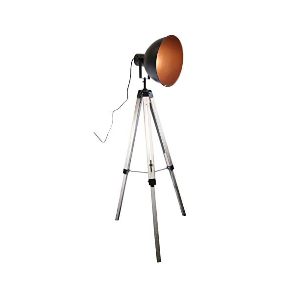 Lüllmann Stativ Stehleuchte Studiolampe Stehlampe Spot Schwarz/Gold Lampe Höhe:95-143cm 605455 Retrolampe Tripod – Bild 3