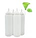 Orfila Supplies Squeeze Bottle Salad Dressing Dispenser Plastic Ketchup Squeeze Bottle Clear Squirt Bottles for Condiments Syrup Dispenser Sauce Bottles 32oz 4 Pack - Includes Silicone Funnel