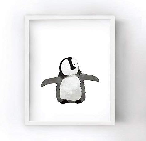 Penguin Nursery Print - Animal Print, Arctic Nursery Art, Black White, Kids Room, Penguin Drawing