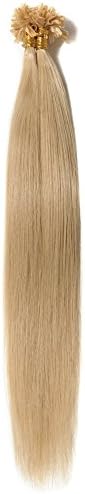 18 20 22" 200 Strands Straight Pre Bonded Nail U Tip Keratin Fusion Remy Human Hair Extensions 0.5g/Strands 100g(18" #24 Natural Blonde)