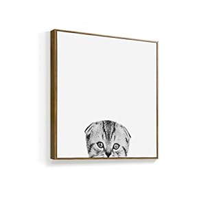 Framed for Living Room Bedroom Curious Dog and Cat for