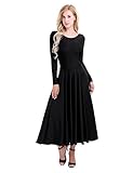 iiniim Womens Liturgical Praise Lyrical Dance Dress Loose Fit Full Length Christian Worship Costume Praisewear Black Medium