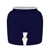 Solid Blue Porcelain Ceramic Water Dispenser Crock with Faucet - LEAD FREE