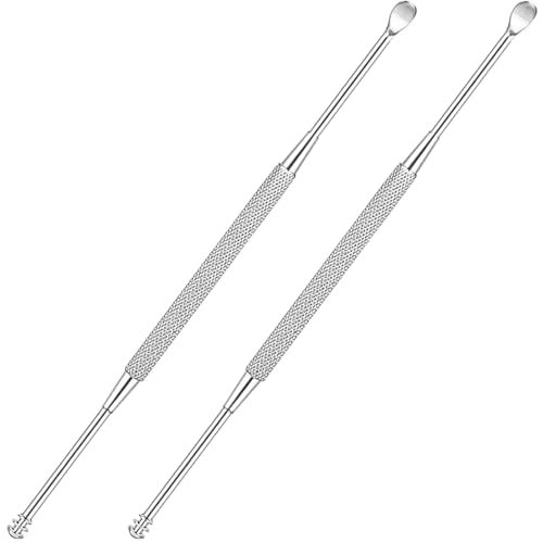 2 Pack - Stainless Steel Ear Spoon Portable Double-Ended Ear Pick Ear Wax Removal Tools Cleaning Ear Cleaner Spoon Spiral Ear Clean Tool