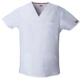 Dickies EDS Signature Men's V-Neck Top, White, Large
