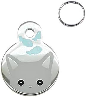 SuBoZhuLiuJ Anti Lost Metal Dog Cat Collar Name Tag Engraving ID Owner Phone Address Pendant Grey