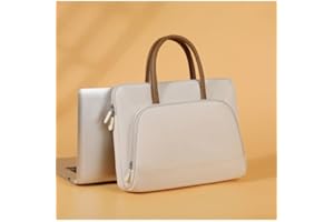 Beige 15 16 Inch Laptop Computer PC Shoulder Bag Carrying Case Fashion Minimalist Water-Repellent Lightweight Messenger Shoul